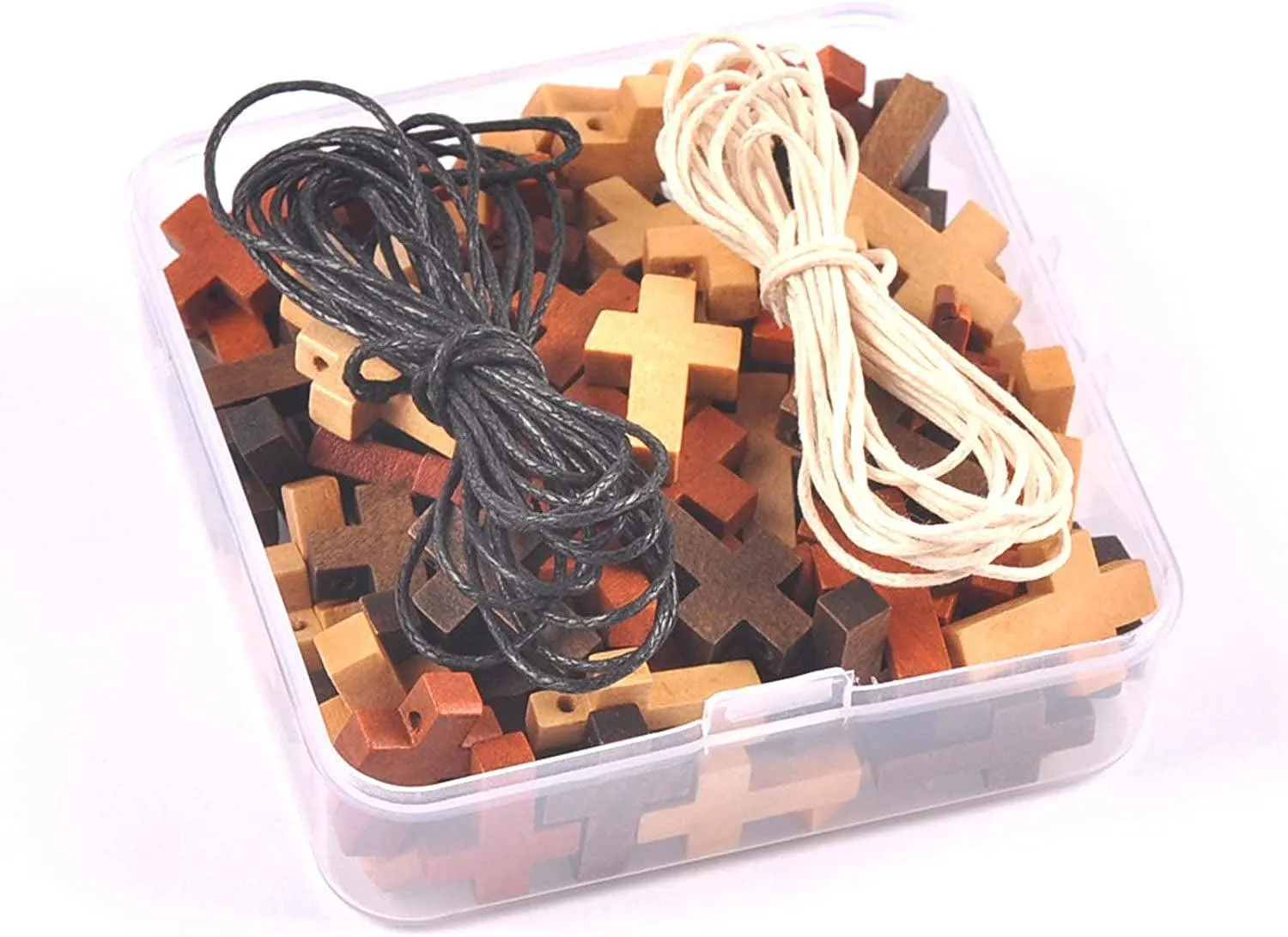 100Pcs Cross Beads Wooden Charms Pendant Jewelry Kids Gifts Wood DIY Craft Supplies