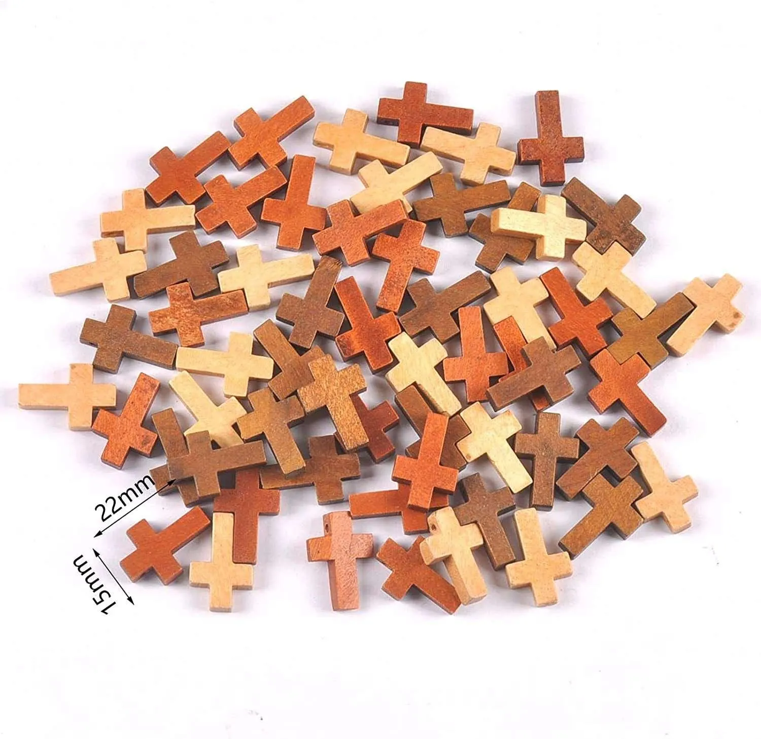 100Pcs Cross Beads Wooden Charms Pendant Jewelry Kids Gifts Wood DIY Craft Supplies