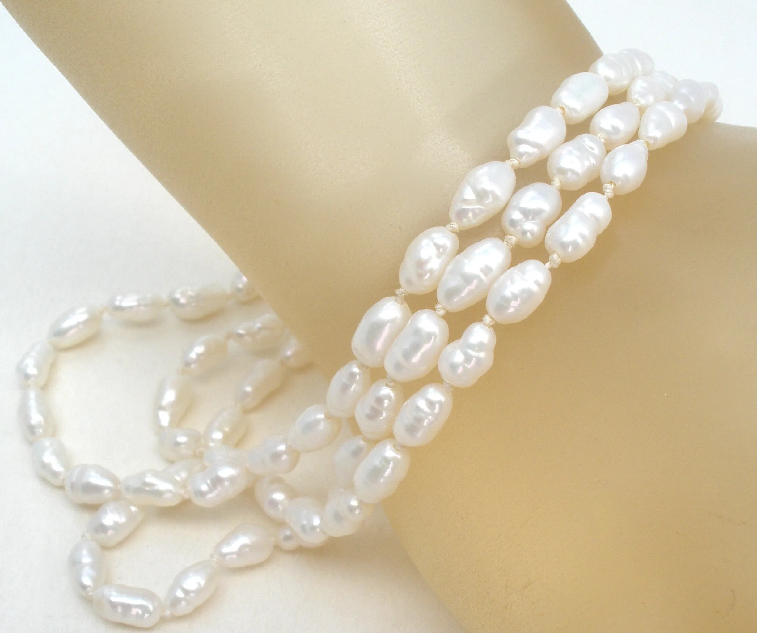 14K Gold Freshwater Pearl Bracelet Triple Strand