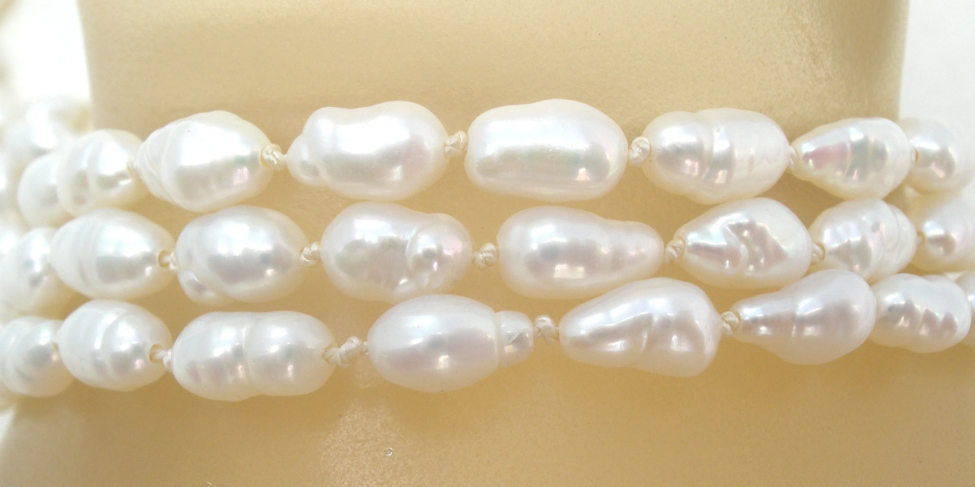 14K Gold Freshwater Pearl Bracelet Triple Strand