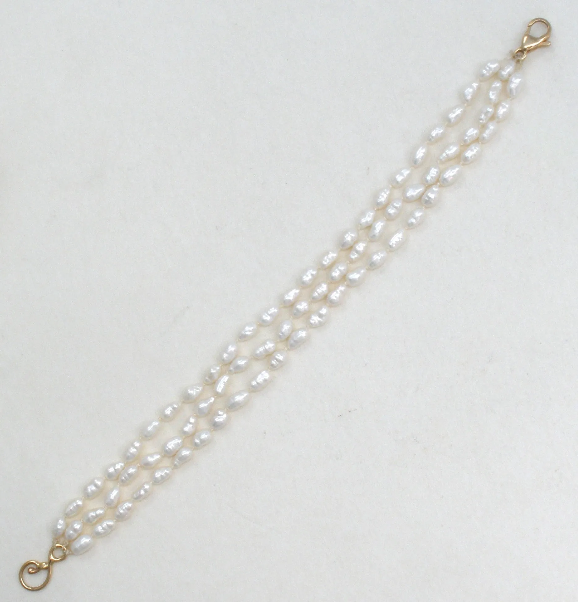 14K Gold Freshwater Pearl Bracelet Triple Strand