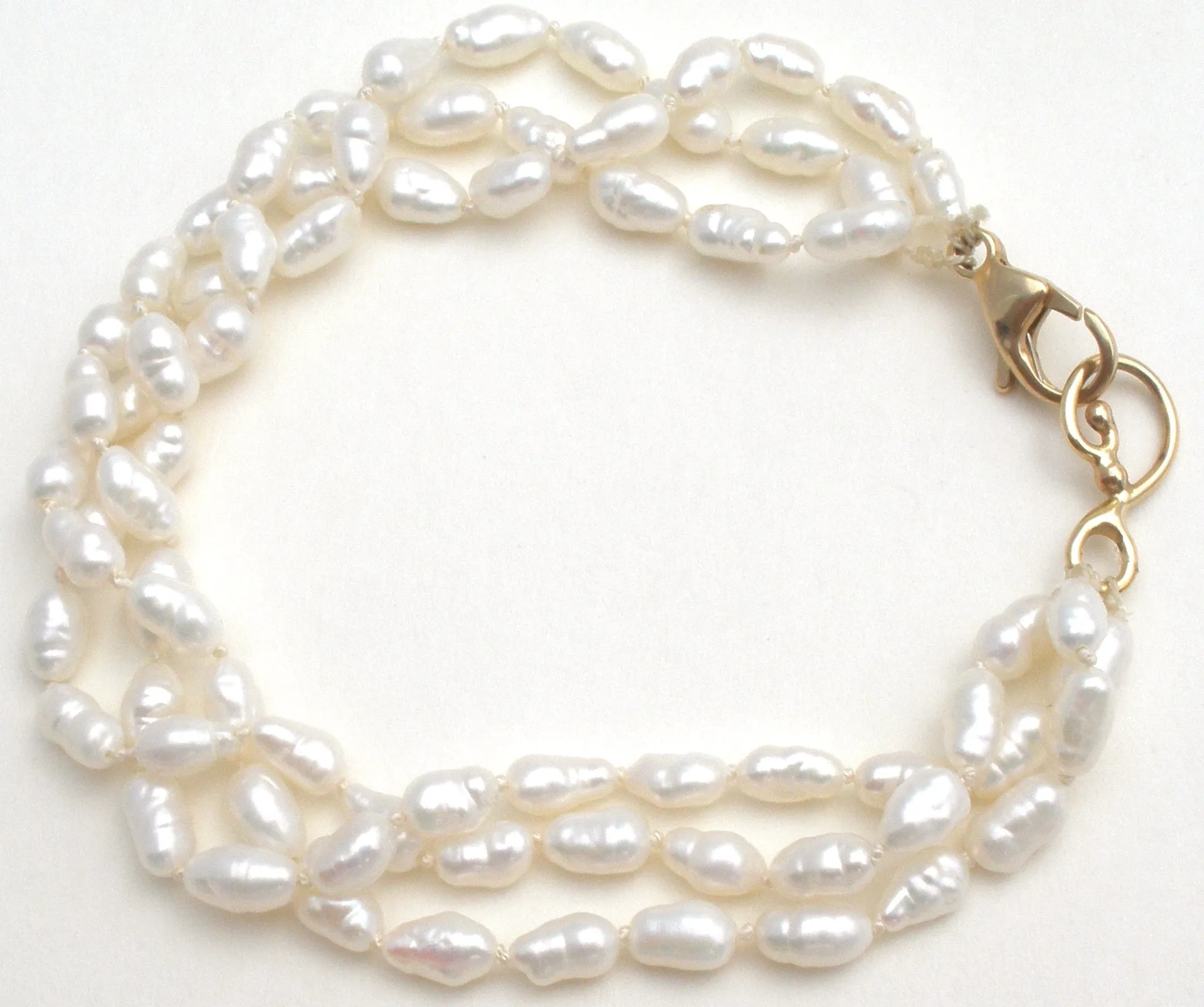 14K Gold Freshwater Pearl Bracelet Triple Strand