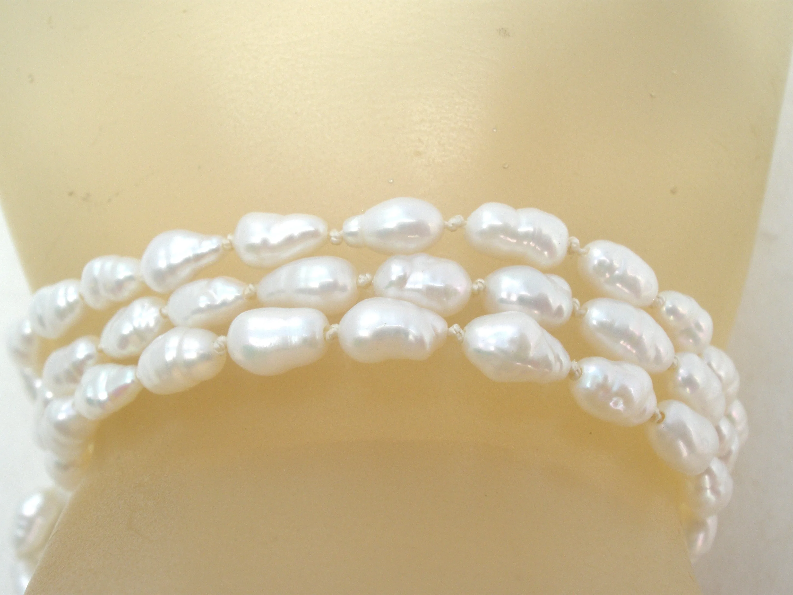 14K Gold Freshwater Pearl Bracelet Triple Strand