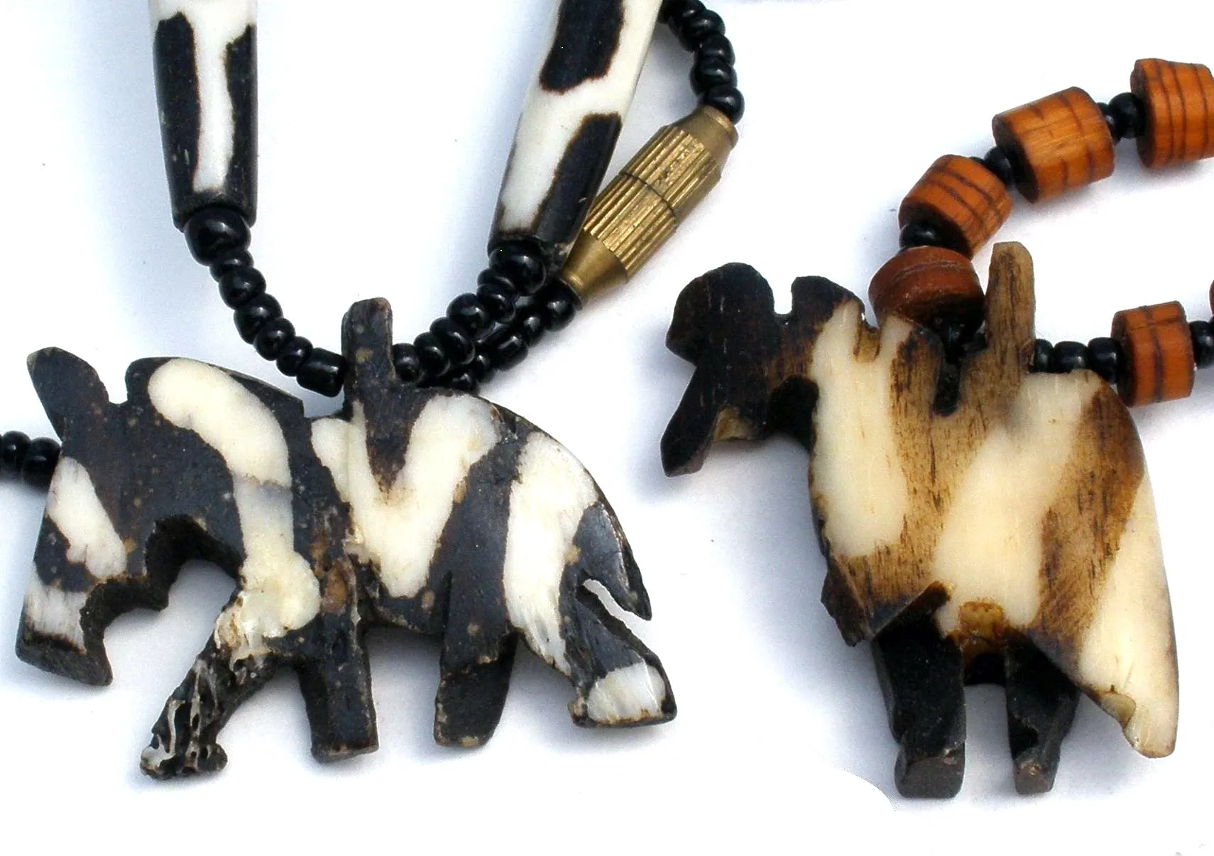 2 Horse Zebra Bead Necklaces Vintage