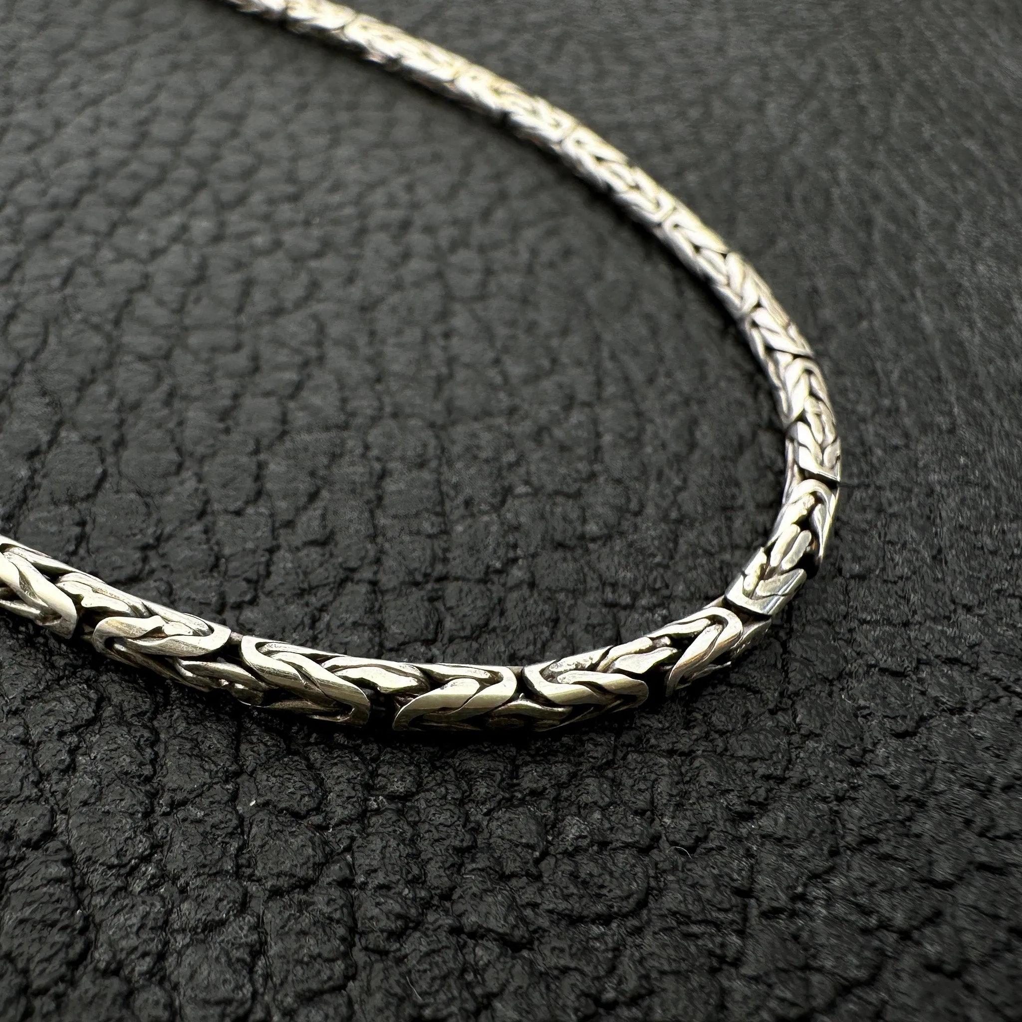 2mm Byzantine Bali Silver Finished Chain Necklace (2 Length Options) - 1 pc. (J252)