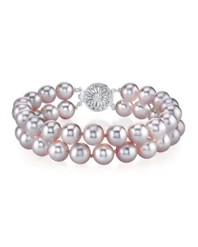 6.5-7mm Pink Freshwater Double Pearl Bracelet - AAA Quality