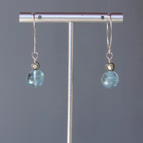 Aquamarine gemstone and Oxidized Sterling Silver Heart Earrings