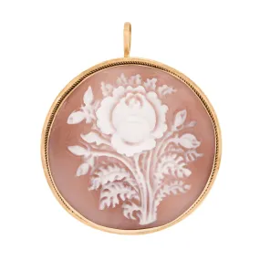 Art Deco Italian 18k Shell Cameo Flower Pin/Pendant