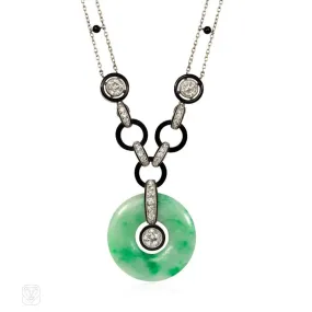 Art Deco jade, diamond, and onyx necklace