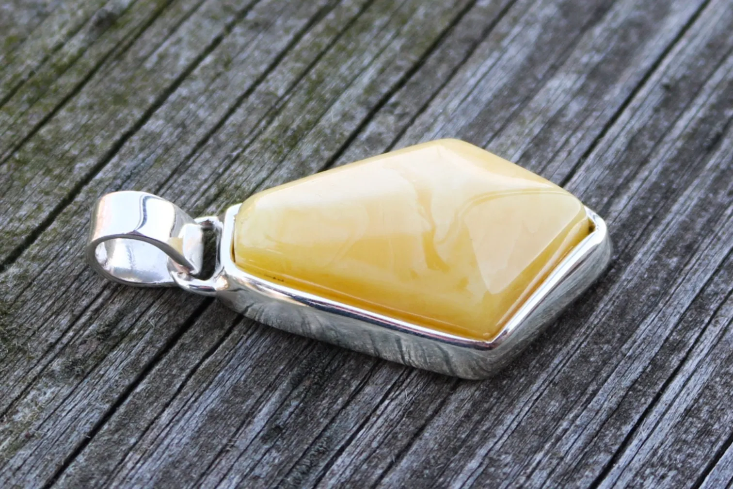 Baltic Amber Butterscotch Pendant Briolette Natural Untreated Unisex 2″ 13.7 gram 925 Silver