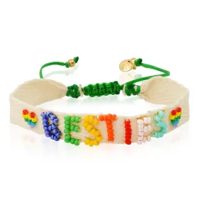 Beaded BESTIE Bracelet on Adjustable Fabric Ribbon