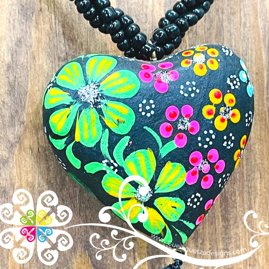 Black Multicolor Yoselin Heart Necklace - Artisan Necklace