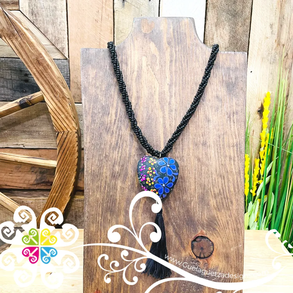 Black Multicolor Yoselin Heart Necklace - Artisan Necklace