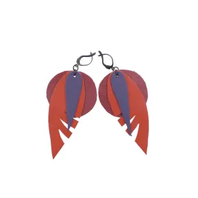 Boho Leather Leaf Statement Earrings