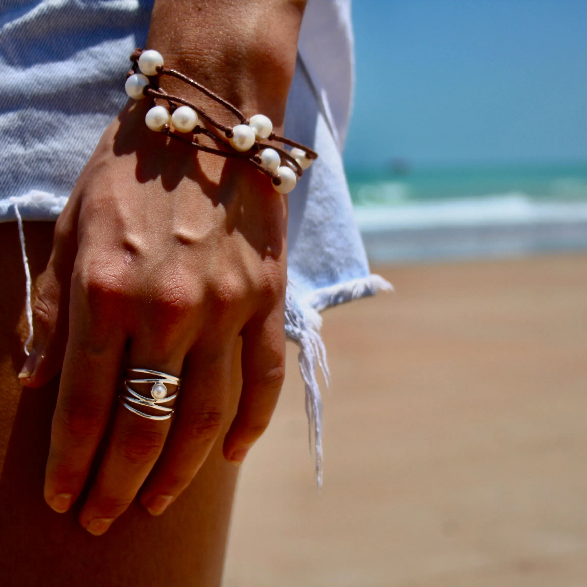 Boho Pearl Bracelet Brown