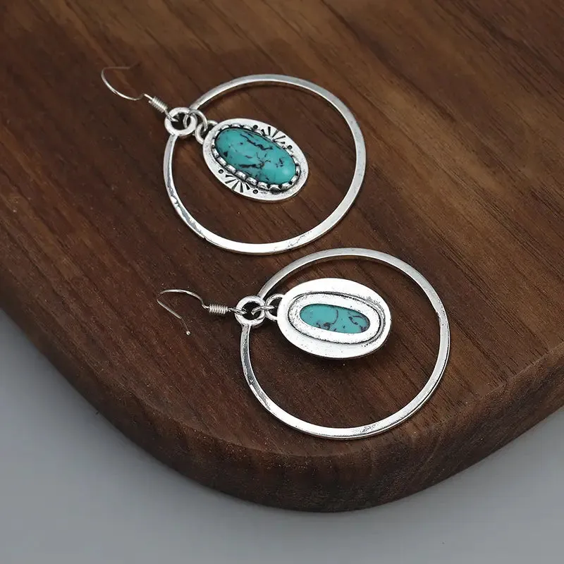 Boho Turquoise Earrings only at Bling & Bloom's Boutique | Suspended Turquoise Western Earrings | Women's Country Jewelry