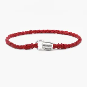 Braided "Antibes" Bracelets With Silver Clasp (Red)