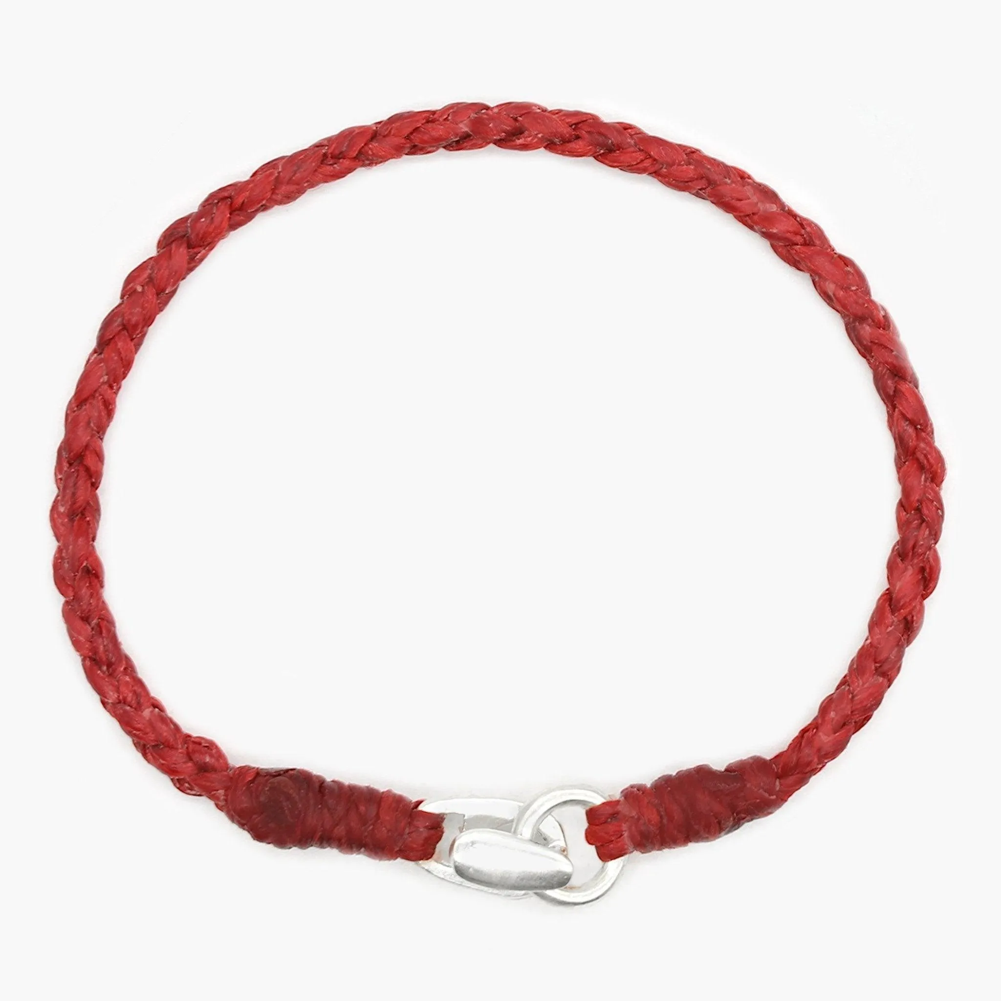 Braided "Antibes" Bracelets With Silver Clasp (Red)