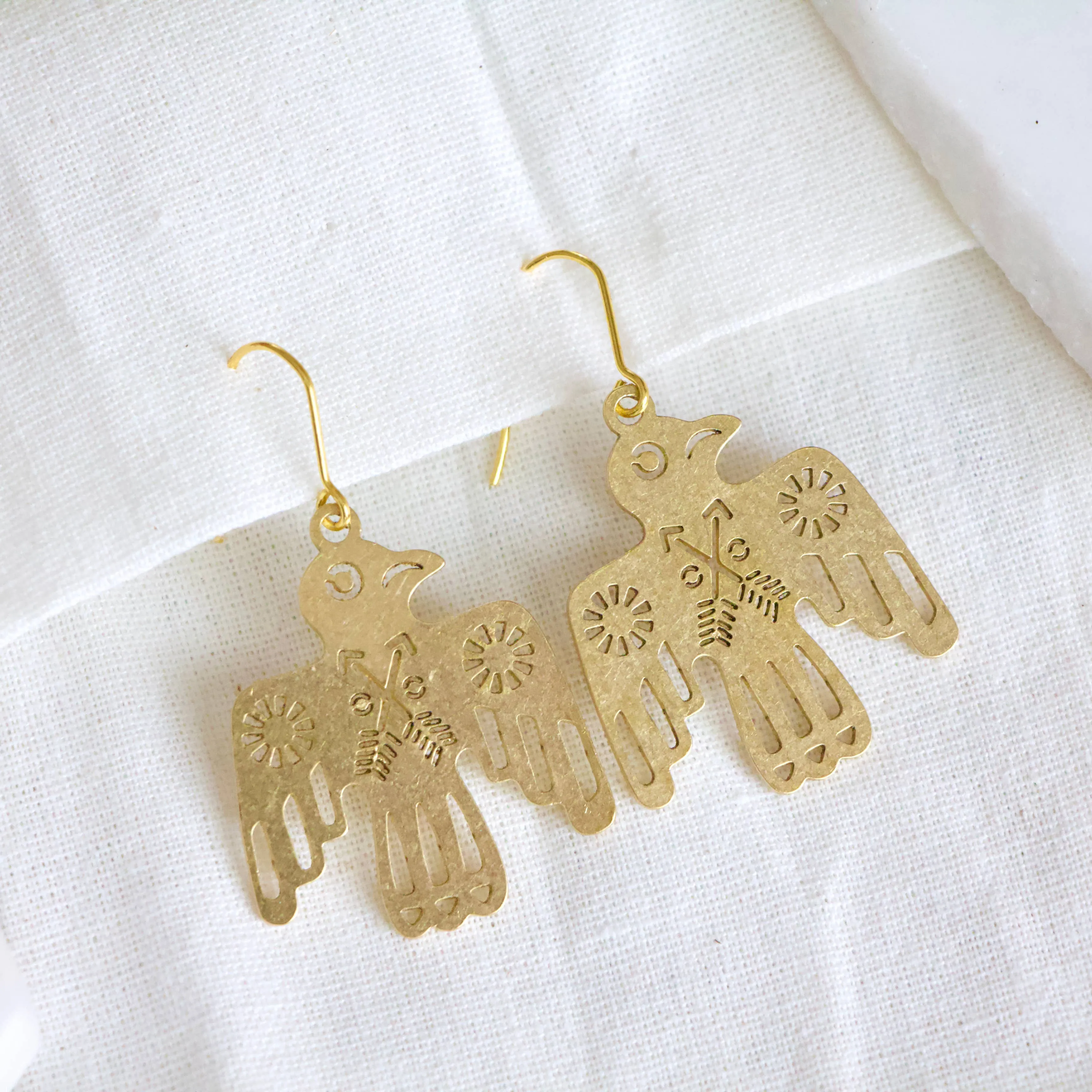 Brass Thunderbird Earrings