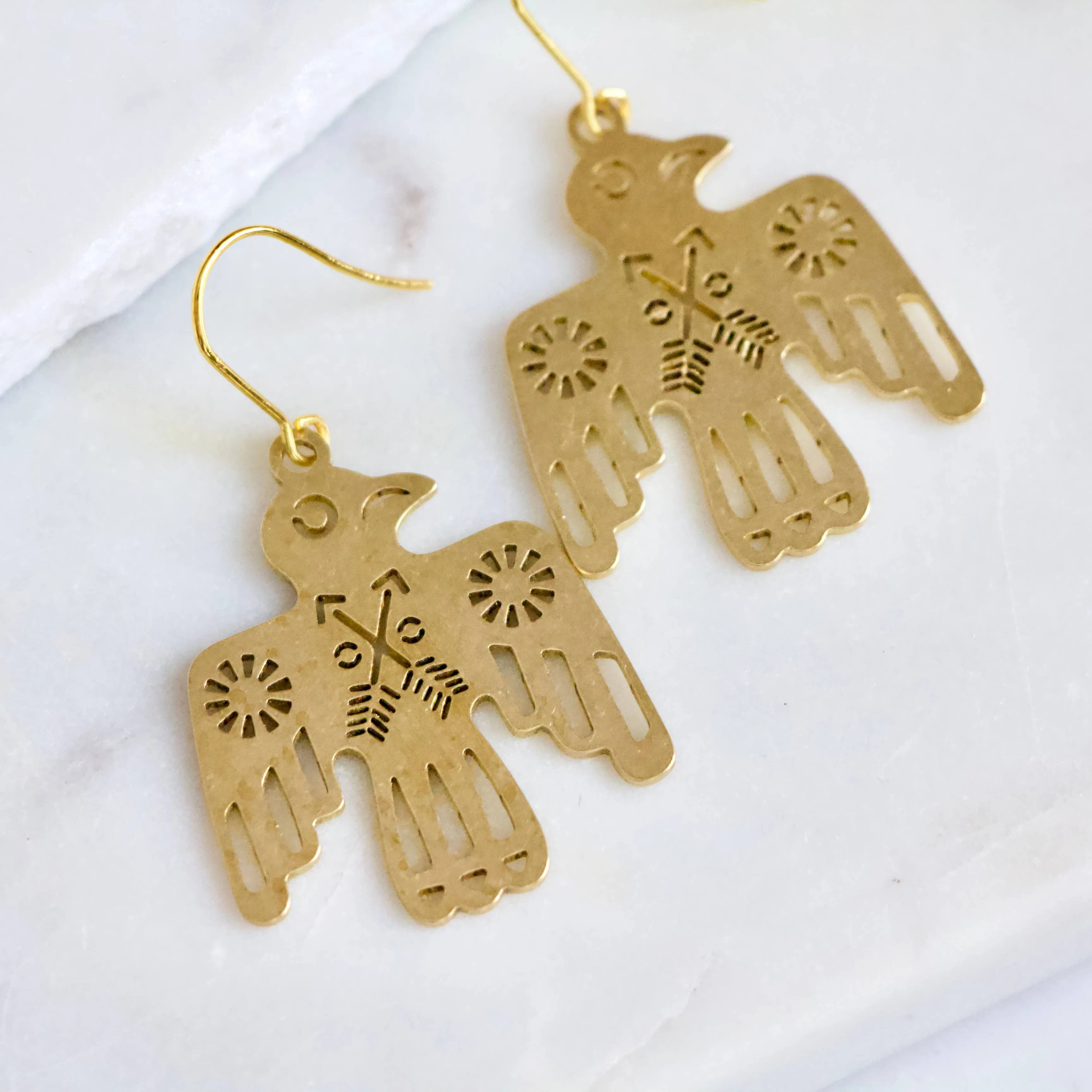 Brass Thunderbird Earrings