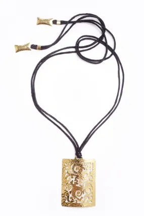 Carved Brass Necklace