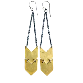 Chevron Earrings - Brass - Double