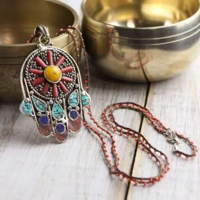 Colorful Hamsa Necklace