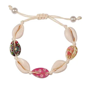 Colorful Printed Women Bracelet Shell Conch Braid Ankle Chain