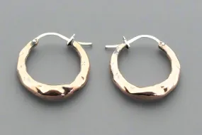 Copper rustic hoops - sterling silver posts