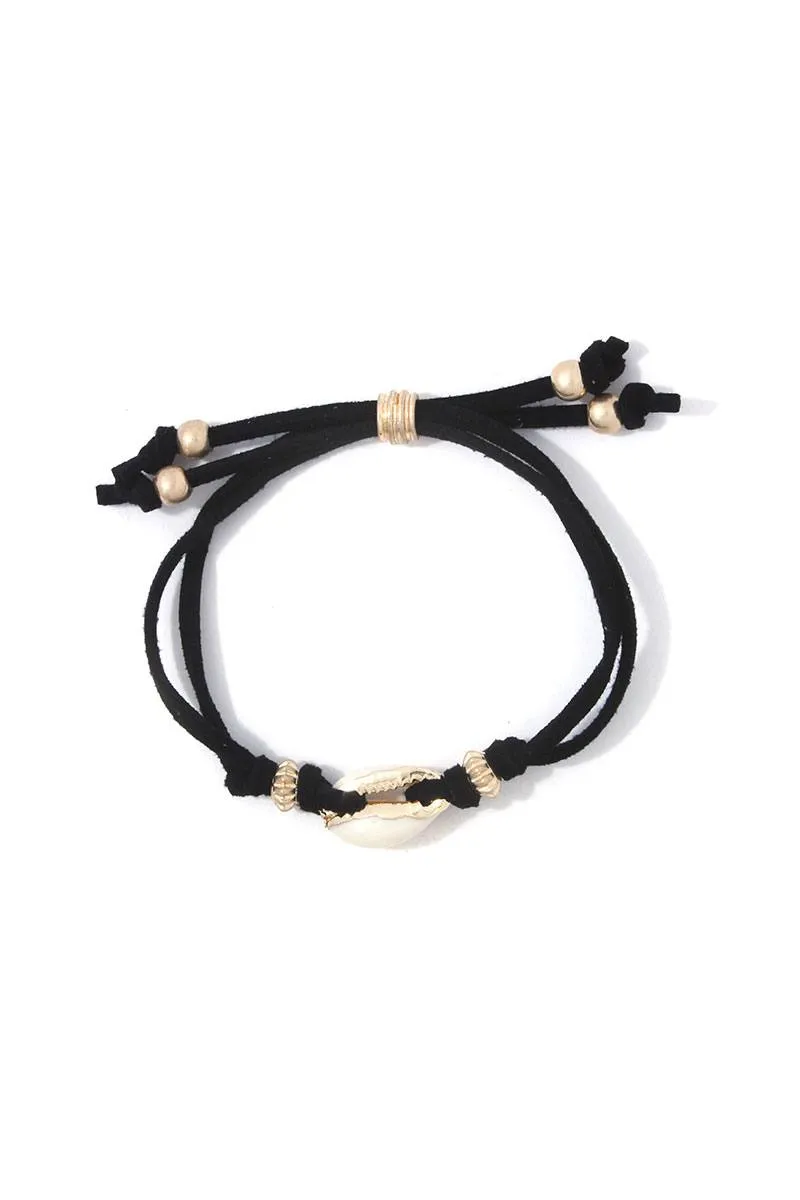 Cowrie Shell Suede Adjustable Bracelet