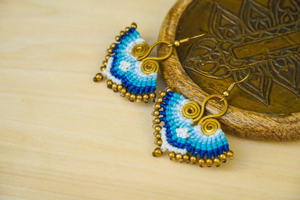 E7683- Micro Macrame Boho Earrings, Handmade Earrings, Hippie Earrings