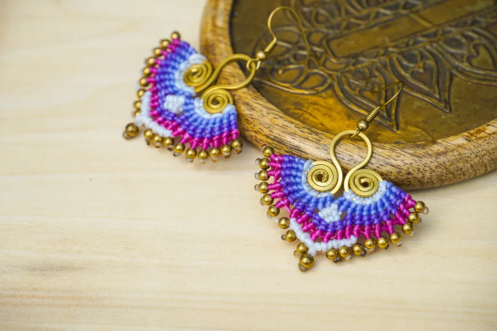 E7740- Micro Macrame Boho Earrings, Handmade Earrings, Hippie Earrings