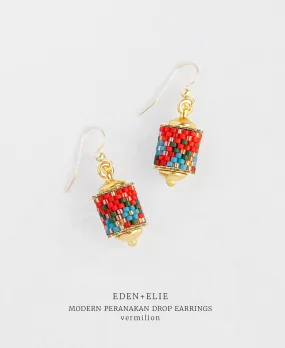 EDEN   ELIE Modern Peranakan drop earrings - vermilion