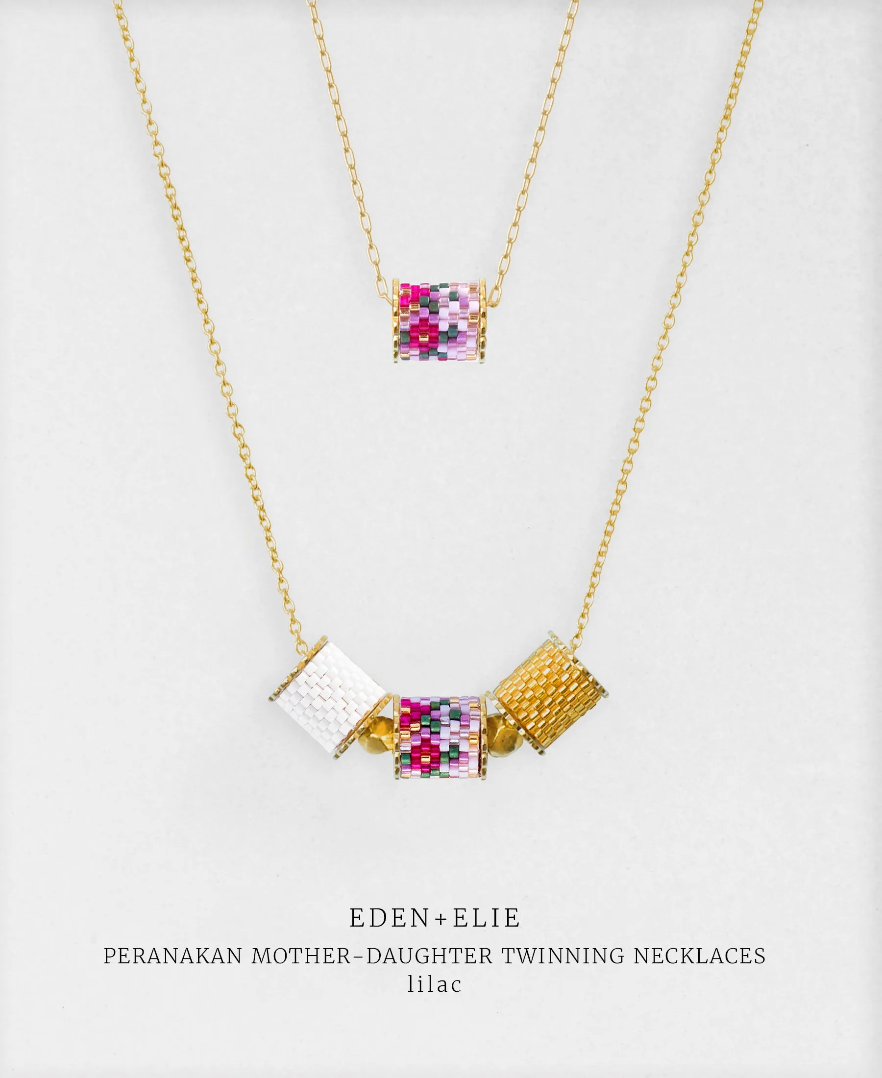 EDEN   ELIE Mother-Daughter twinning necklaces set - peranakan lilac