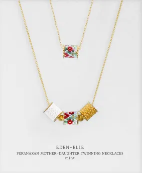 EDEN   ELIE Mother-Daughter twinning necklaces set - peranakan mint