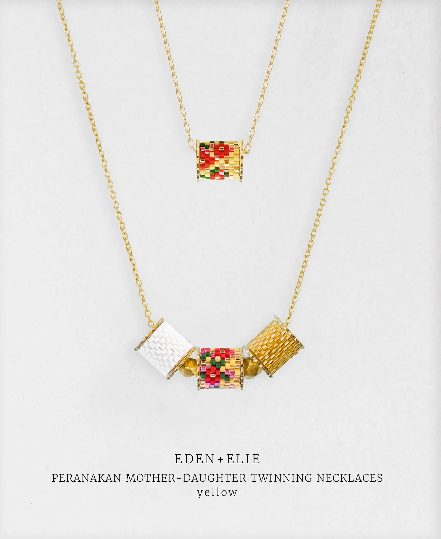 EDEN   ELIE Mother-Daughter twinning necklaces set - peranakan yellow