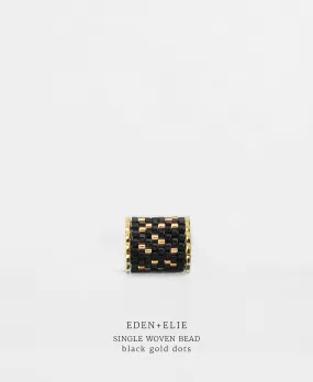 EDEN   ELIE Necklace Bar single bead   optional chain - black gold dots