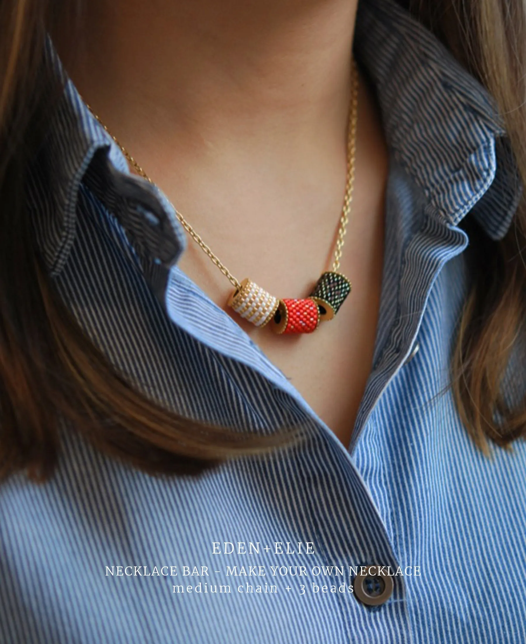 EDEN   ELIE Single bead with chain - Cabernet Red