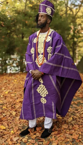 Eleyiti Purple Aso Oke Grand boubou Agbada Robe - DPAGPC700