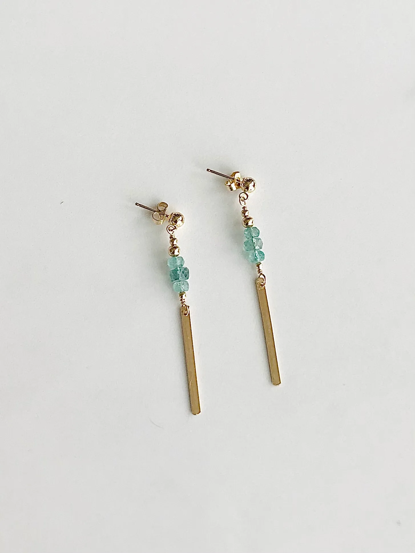 Emerald & Gold Bar Earrings