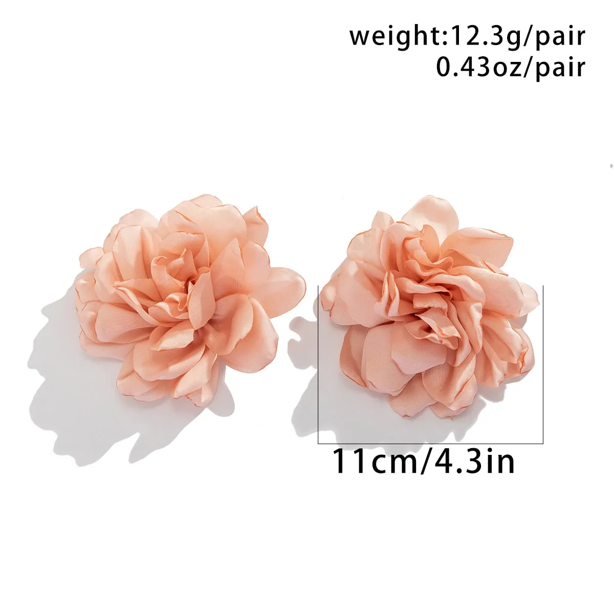 Exaggerated Fabric Flower Stud Earrings