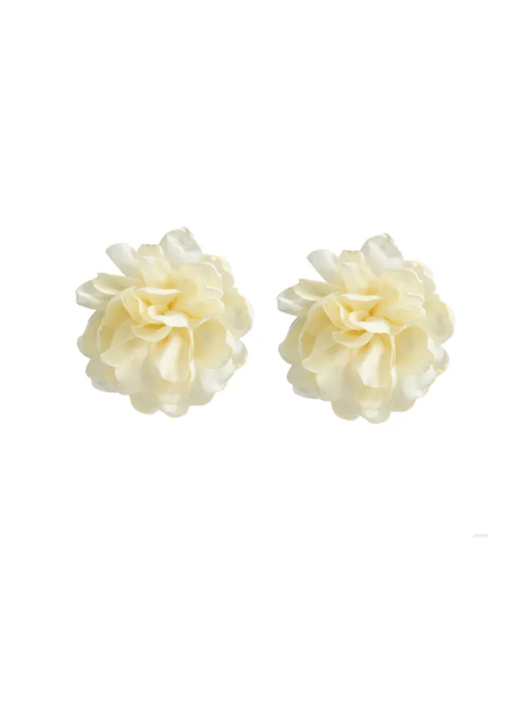 Exaggerated Fabric Flower Stud Earrings