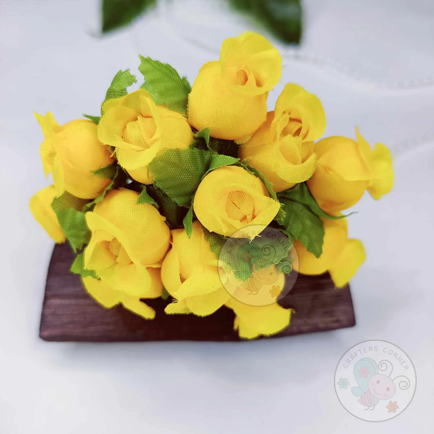 Fabric Rose Buds - Mustard Yellow