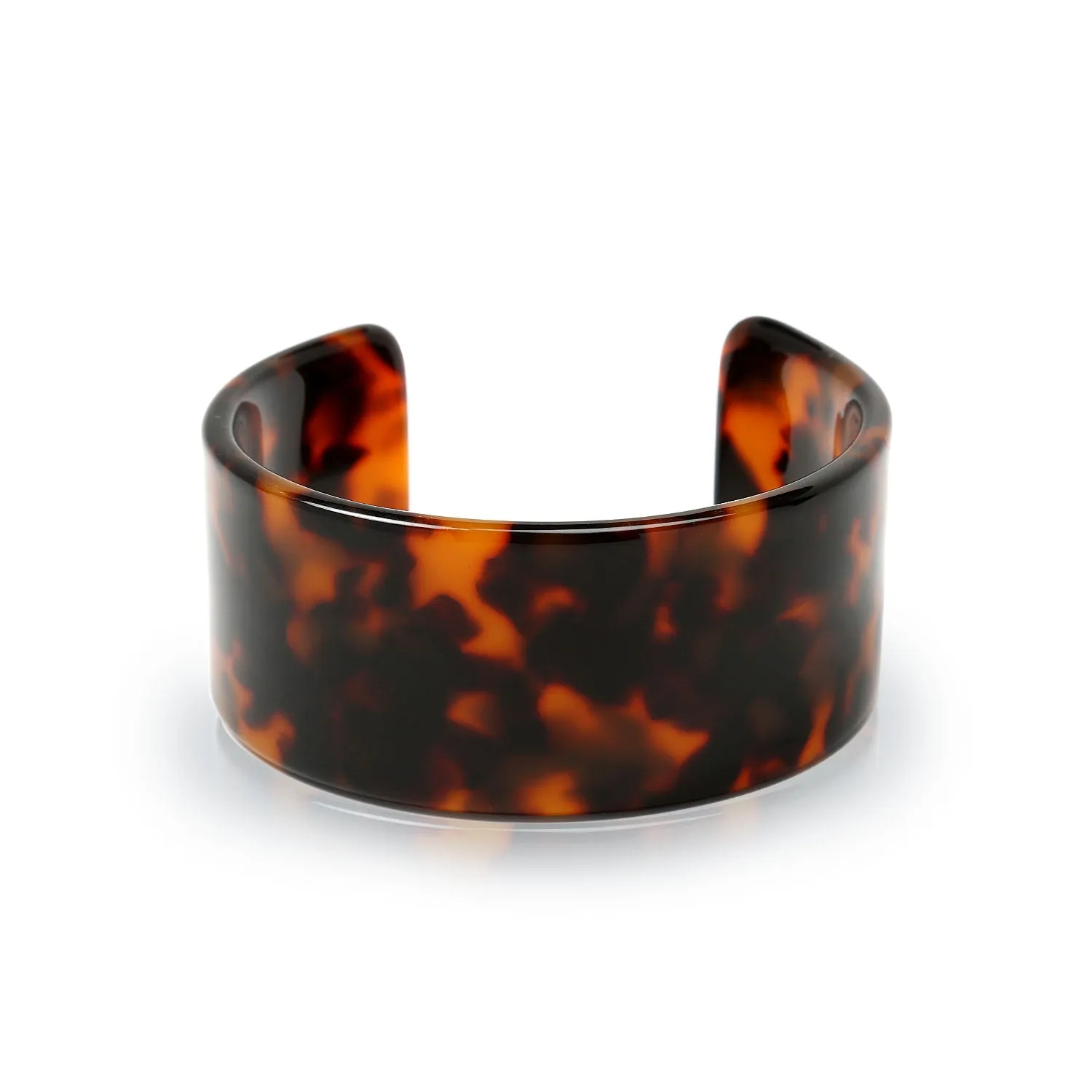 Fashion Statement Brown Golden Acrylic Leopard Tortoise Shell Cuff Bracelet