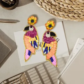 Flawless Handcrafted Colorful Parrot Beaded Earrings For Women & Girls