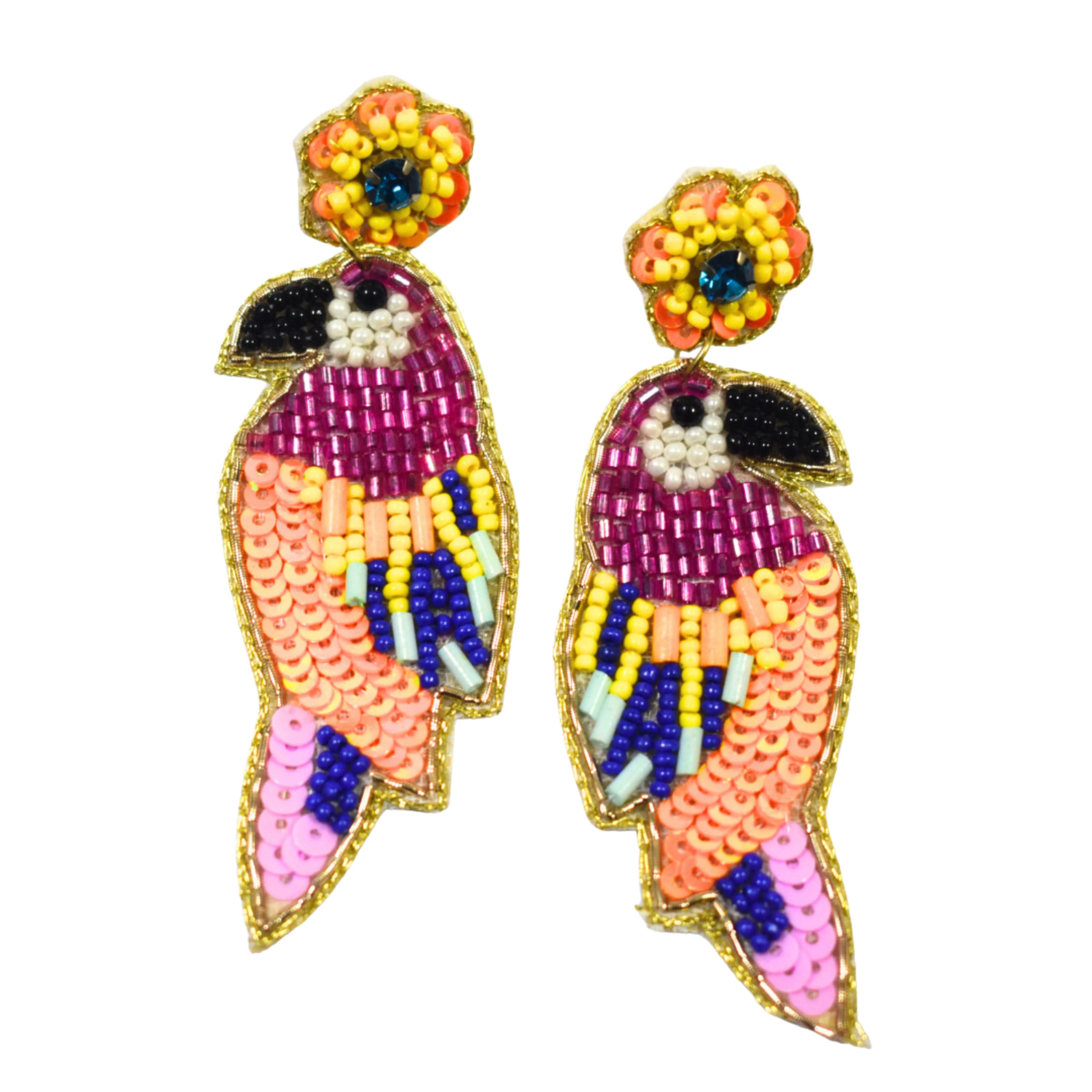 Flawless Handcrafted Colorful Parrot Beaded Earrings For Women & Girls