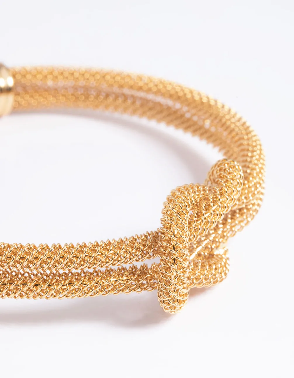 Gold Plated Knotted Cuff Bangle Bracelet