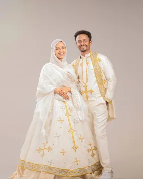 Handwoven Couples Matching Traditional Cloth for Men and Women Wedding Habesha Cloth