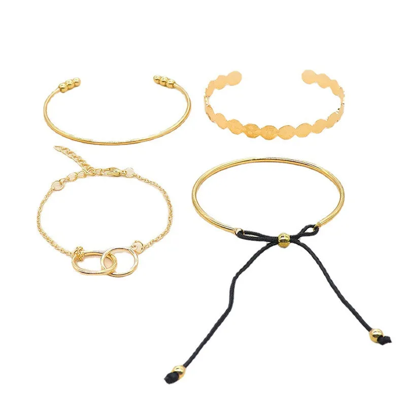 Hollow Double Ring Drawstring Knotted Bracelet Bracelet Set