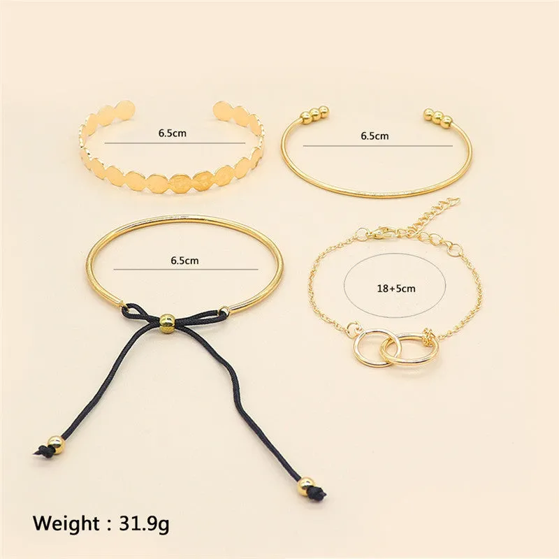 Hollow Double Ring Drawstring Knotted Bracelet Bracelet Set